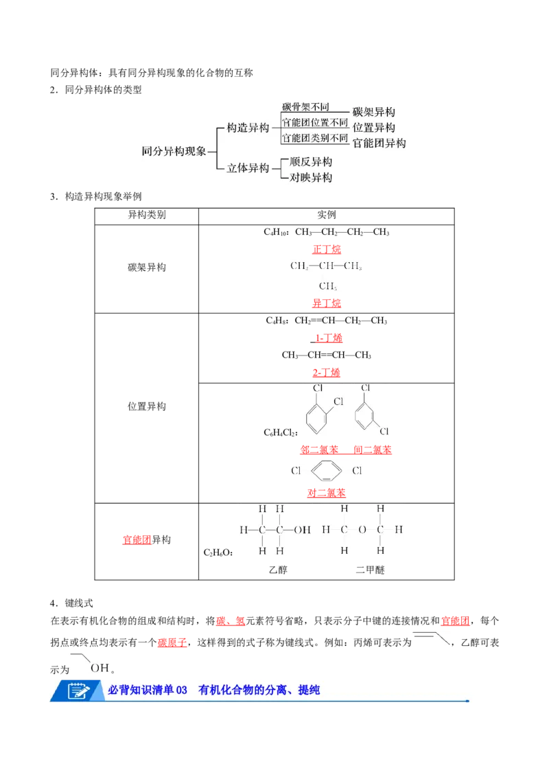 第一章有机化合物的结构特点与研究方法速记清单-（人教版2019选择性必修3）（教师版）_高化_595801221724高中化学新人教版选择性必修一二三电子版教案PPT课件高中试卷_知识清单