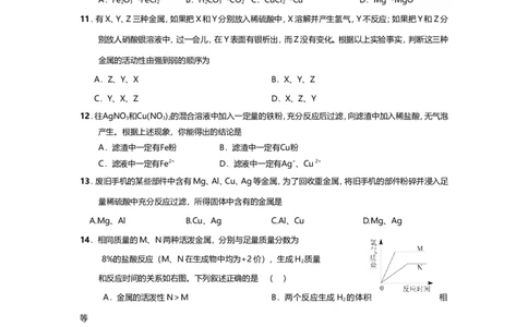 九年级化学下册第八单元《金属和金属材料》单元测试题_初中化学_01.人教版初中化学_01.初中化学课件PPT--教案--试题_初中化学&mdash;课件&mdash;教案&mdash;试题-推荐_9年级下课件教案试题
