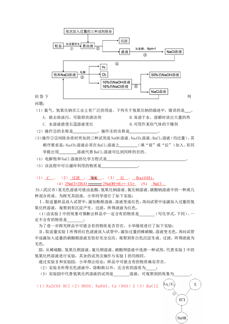 中考化学试题汇编--第十一单元_盐_化肥_初中化学_01.人教版初中化学_01.初中化学课件PPT--教案--试题_初中化学&mdash;课件&mdash;教案&mdash;试题-推荐_9年级下课件教案试题_9年级下试题_第11单元