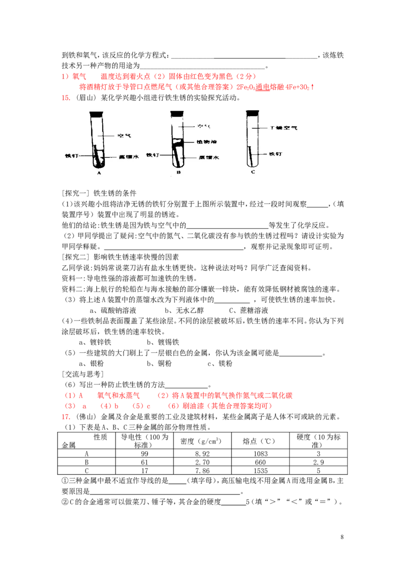 中考第八单元化学试题_初中化学_01.人教版初中化学_01.初中化学课件PPT--教案--试题_初中化学&mdash;课件&mdash;教案&mdash;试题-推荐_9年级下课件教案试题_9年级下试题_第8单元