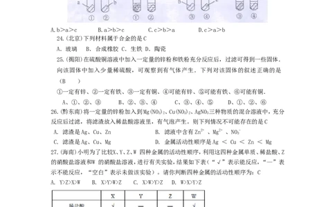 中考第八单元化学试题_初中化学_01.人教版初中化学_01.初中化学课件PPT--教案--试题_初中化学&mdash;课件&mdash;教案&mdash;试题-推荐_9年级下课件教案试题_9年级下试题_第8单元