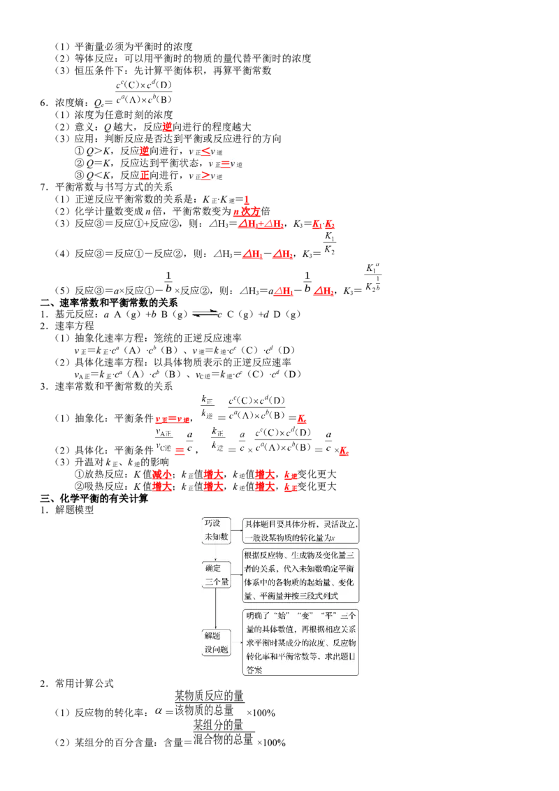 第2章化学反应速率与化学平衡-知识清单（人教版2019选择性必修1）_高化_595801221724高中化学新人教版选择性必修一二三电子版教案PPT课件高中试卷_选择性必修1册（人教版）_知识清单