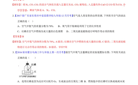专题08水和空气（练）-备战2017年中考化学二轮复习讲练测（解析版）_初中化学_01.人教版初中化学_07.初中化学中考总复习_备战2017年中考化学二轮复习讲练测（练）全套打包