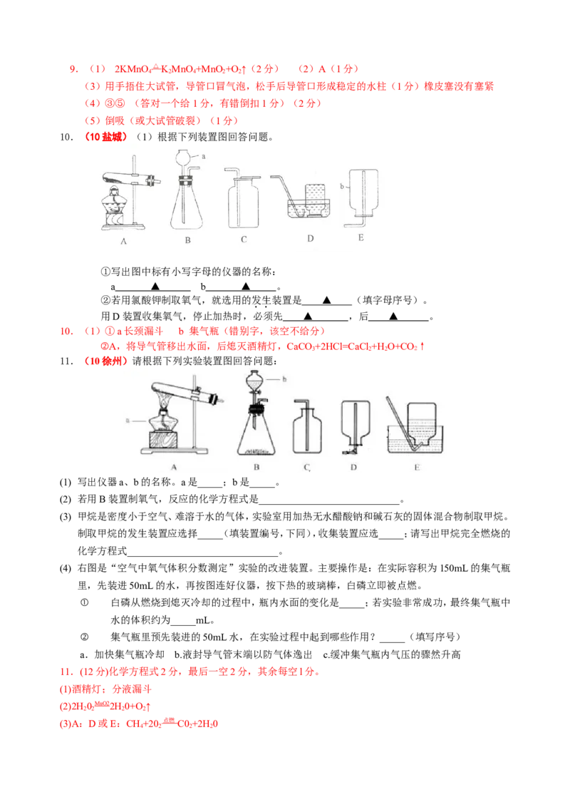 2007-2011五年全国各地中考化学试题分类汇编第二单元我们周围的空气_初中化学_01.人教版初中化学_01.初中化学课件PPT--教案--试题_初中化学全套_化学试题