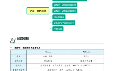 第12讲钠盐、焰色试验（word讲义）（教师版）（人教版2019）_高化_595801221724高中化学新人教版选择性必修一二三电子版教案PPT课件高中试卷_必修一册（人教版）_讲义
