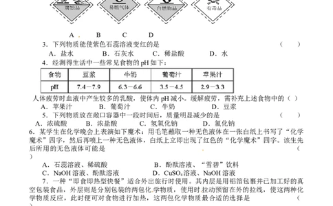 人教版九年级化学下册%3A第十单元《酸和碱》检测题_初中化学_01.人教版初中化学_01.初中化学课件PPT--教案--试题_初中化学18年试卷_人教版九年级化学下册2018