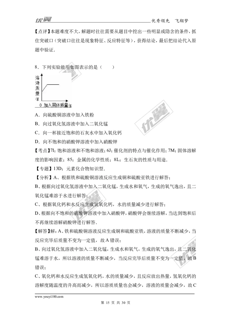 2017年贵州省遵义市汇川区校级中考化学模拟试卷（2）（解析版）_初中化学_01.人教版初中化学_01.初中化学课件PPT--教案--试题_初中化学全套(课件--教案--配套)_18年初中化学9年级下