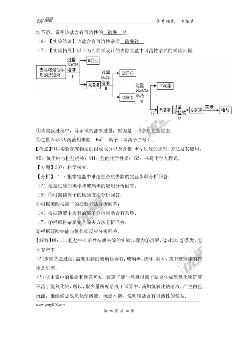 2017年贵州省遵义市汇川区校级中考化学模拟试卷（2）（解析版）_初中化学_01.人教版初中化学_01.初中化学课件PPT--教案--试题_初中化学全套(课件--教案--配套)_18年初中化学9年级下