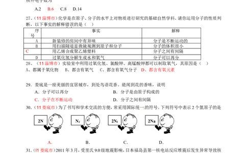2007-2011五年全国各地中考化学试题分类汇编第三单元自然界的水_初中化学_01.人教版初中化学_01.初中化学课件PPT--教案--试题_初中化学全套_化学试题
