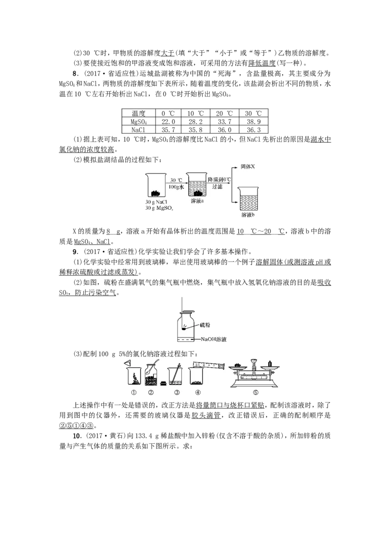 2018年中考化学人教版总复习第3讲　水和溶液习题_初中化学_01.人教版初中化学_07.初中化学中考总复习_2018年中考化学人教版总复习