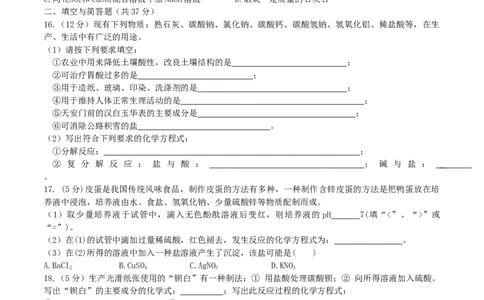 优选人教版初中化学第十一单元盐化肥测试卷_初中化学_01.人教版初中化学_01.初中化学课件PPT--教案--试题_初中化学18年试卷_人教版九年级化学下册2018