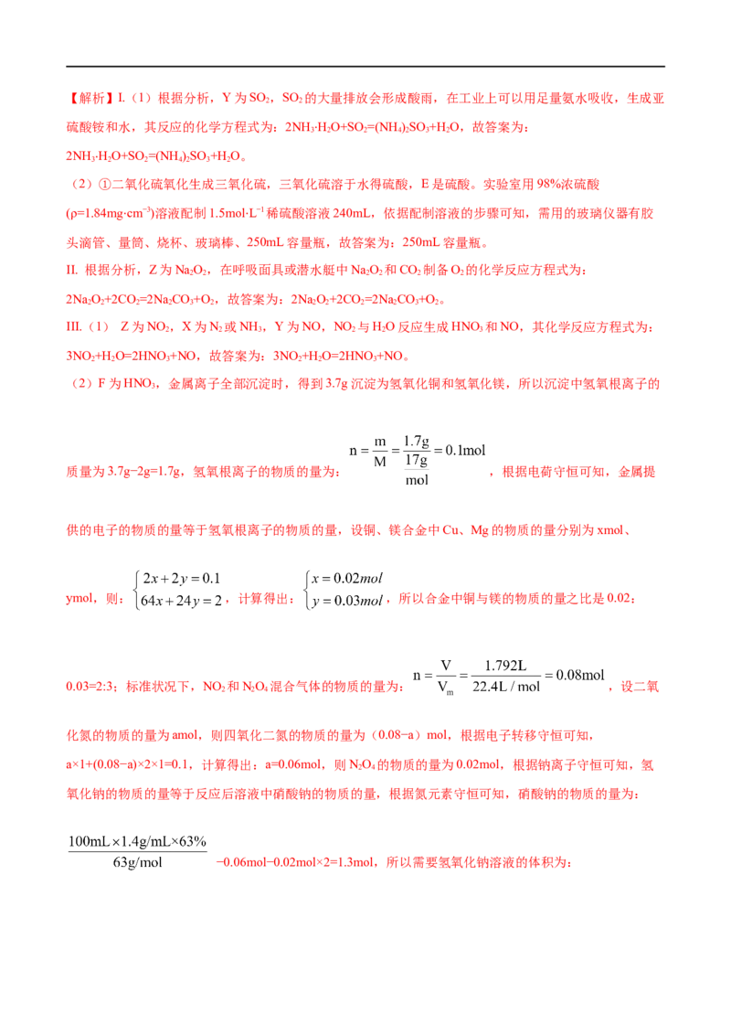 专项01常见物质间的转化关系-2019-2020学年高一化学期末复习专项提升卷（人教版2019必修第二册）（解析版）_高化_2025春-人教版高中化学_02新版高中化学必修二_5.试卷习题_期中期末试卷
