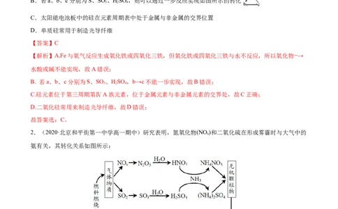 专项01常见物质间的转化关系-2019-2020学年高一化学期末复习专项提升卷（人教版2019必修第二册）（解析版）_高化_2025春-人教版高中化学_02新版高中化学必修二_5.试卷习题_期中期末试卷