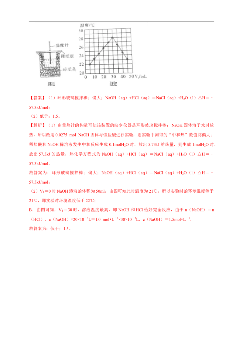 第一章总结-2020-2021学年上学期高二化学同步精品课堂(新教材人教版选择性必修1)（解析版）_高化_2025春-人教版高中化学_03新版高中化学选择性必修1_04习题试卷_同步练习+单元测试1配套A
