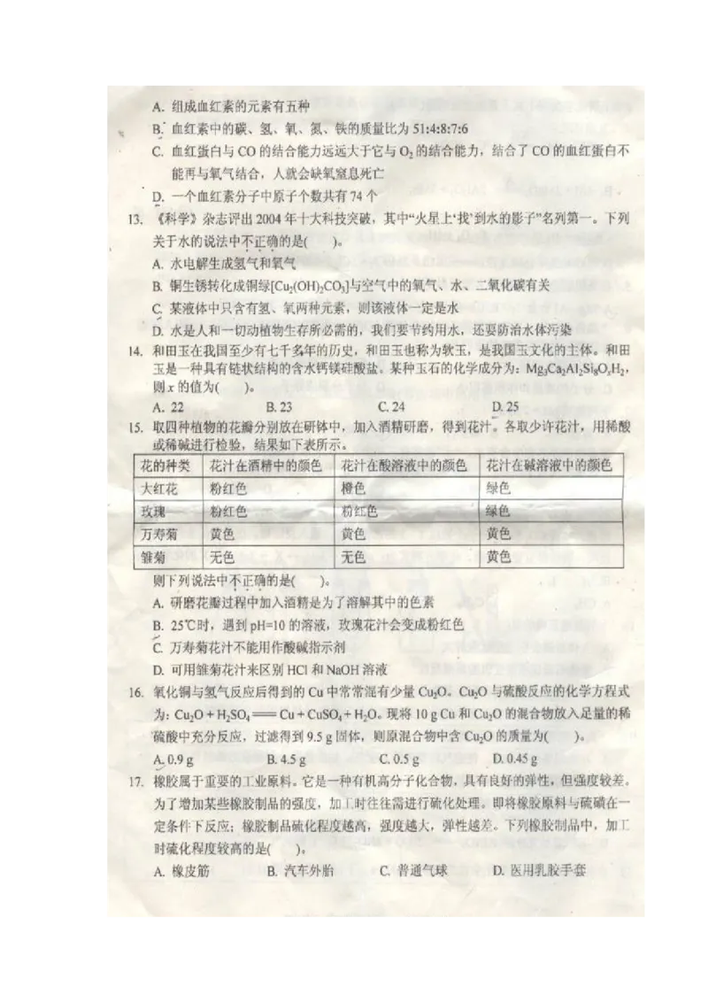 2007湖北_初中化学_01.人教版初中化学_01.初中化学课件PPT--教案--试题_初中化学全套_化学试题_化学：全国初中化学竞赛必选教程试题和实验班招生考试试题精品试题（117份）