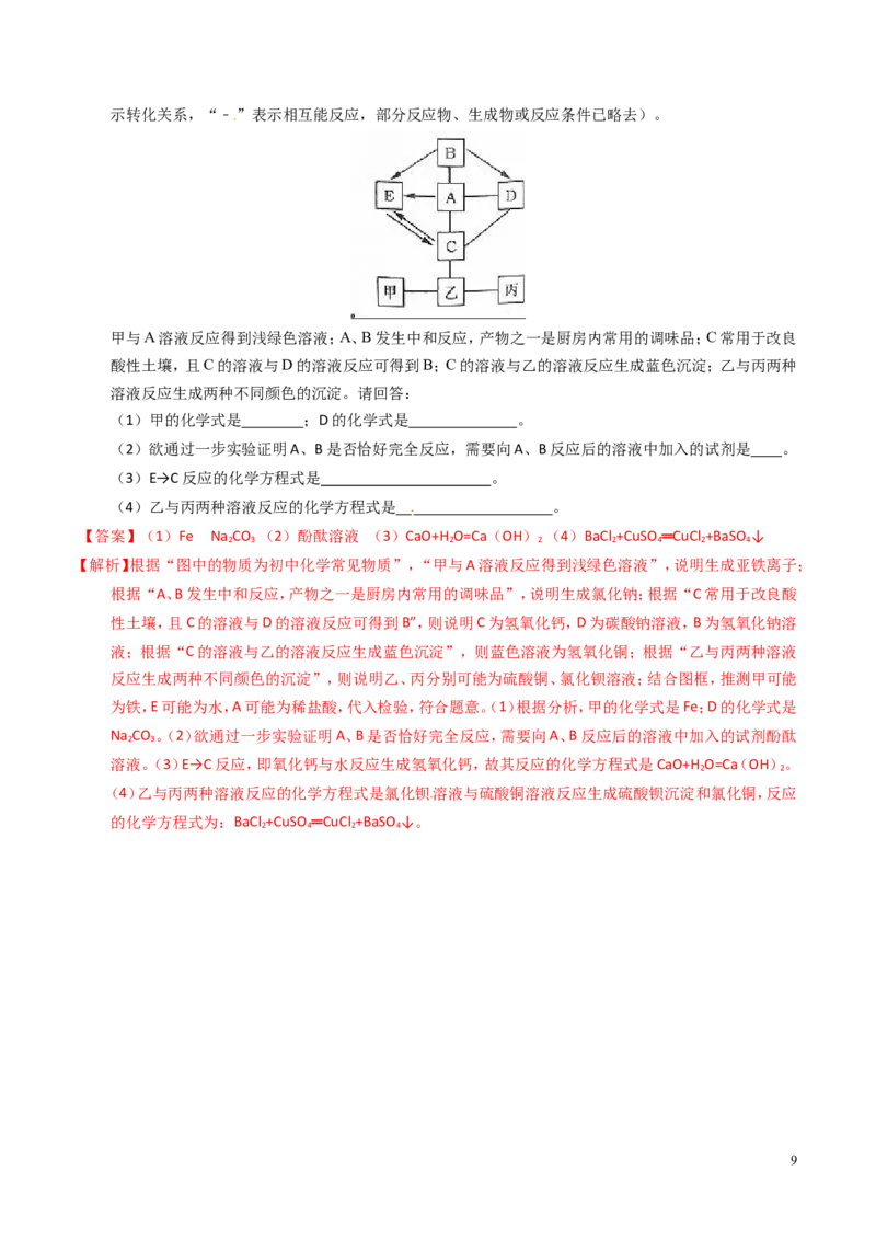 专题21物质的检验、辨别和推断（测）-备战2017年中考化学二轮复习讲练测（解析版）_初中化学_01.人教版初中化学_07.初中化学中考总复习