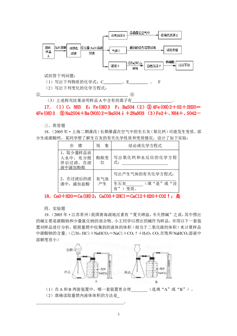 8年中考（2005-2012）全国各地中考化学真题分类汇编第11单元盐化肥_初中化学_01.人教版初中化学_01.初中化学课件PPT--教案--试题_初中化学全套_化学试题