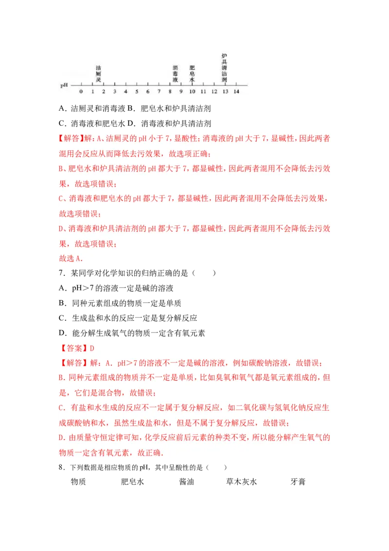 2018年中考化学一轮复习&bull;《中和反应及其应用》真题练习（解析版）_初中化学_01.人教版初中化学_07.初中化学中考总复习_2018年中考化学一轮复习&bull;