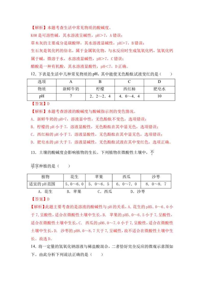 2018年中考化学一轮复习&bull;《中和反应及其应用》真题练习（解析版）_初中化学_01.人教版初中化学_07.初中化学中考总复习_2018年中考化学一轮复习&bull;
