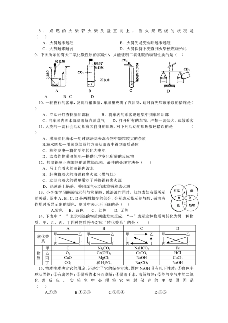 2007年全国初中学生化学素质和实验能力竞赛山东省初赛试题_初中化学_01.人教版初中化学_01.初中化学课件PPT--教案--试题_初中化学全套_化学试题