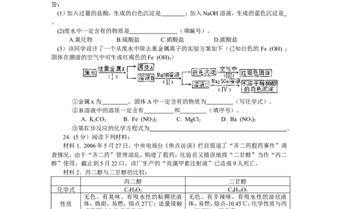2007年全国初中学生化学素质和实验能力竞赛山东省初赛试题_初中化学_01.人教版初中化学_01.初中化学课件PPT--教案--试题_初中化学全套_化学试题