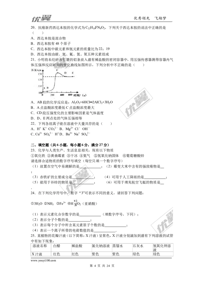 2016年湖南省常德市中考化学试题（word版，含解析）_初中化学_01.人教版初中化学_01.初中化学课件PPT--教案--试题_初中化学全套(课件--教案--配套)_18年初中化学9年级上