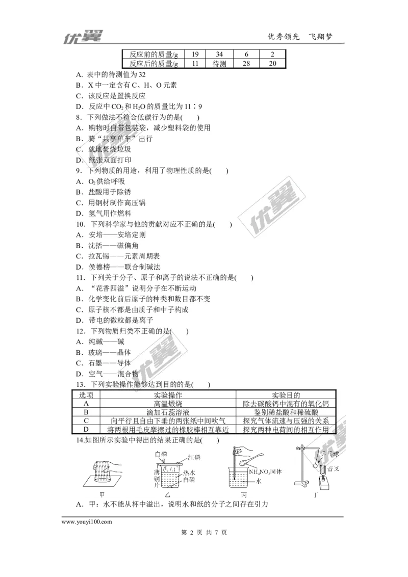 3.2018年中考模拟卷（三）（含答案）_初中化学_01.人教版初中化学_01.初中化学课件PPT--教案--试题_初中化学全套(课件--教案--配套)_18年初中化学9年级下_1.RJ九化下[通用]