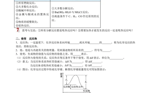 第一章化学反应的热效应（知识清单）（原卷版）（人教版2019选择性必修1）_高化_595801221724高中化学新人教版选择性必修一二三电子版教案PPT课件高中试卷_选择性必修1册（人教版）