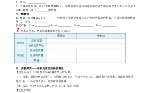 第一章化学反应的热效应（知识清单）（原卷版）（人教版2019选择性必修1）_高化_595801221724高中化学新人教版选择性必修一二三电子版教案PPT课件高中试卷_选择性必修1册（人教版）