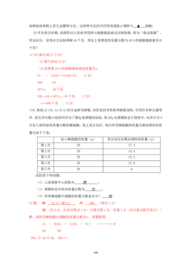 8年中考（2005-2012）全国各地中考化学真题分类汇编第8单元金属及金属材料_初中化学_01.人教版初中化学_01.初中化学课件PPT--教案--试题_初中化学全套_化学试题