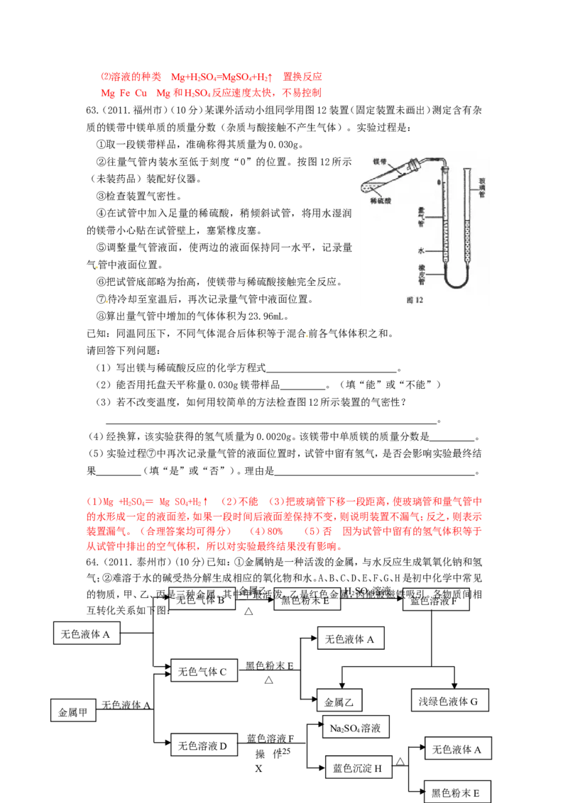 8年中考（2005-2012）全国各地中考化学真题分类汇编第8单元金属及金属材料_初中化学_01.人教版初中化学_01.初中化学课件PPT--教案--试题_初中化学全套_化学试题