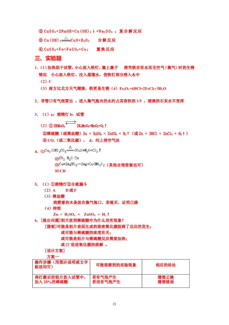 8年中考（2005-2012）全国各地中考化学真题分类汇编第8单元金属及金属材料_初中化学_01.人教版初中化学_01.初中化学课件PPT--教案--试题_初中化学全套_化学试题