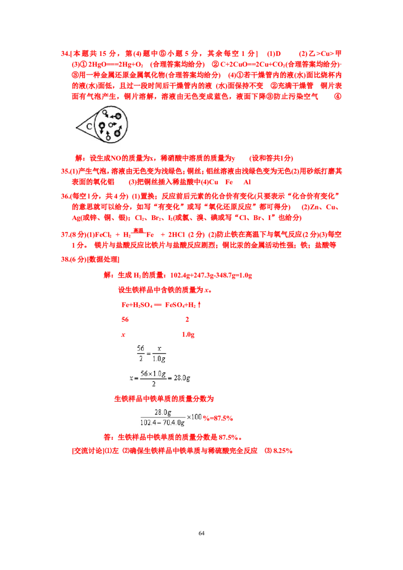 8年中考（2005-2012）全国各地中考化学真题分类汇编第8单元金属及金属材料_初中化学_01.人教版初中化学_01.初中化学课件PPT--教案--试题_初中化学全套_化学试题