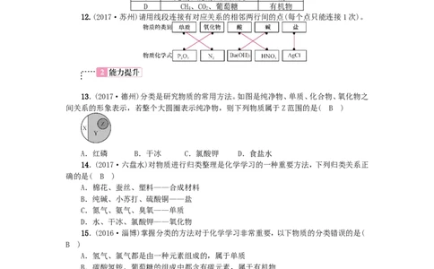 2018年中考化学人教版总复习第6讲　物质的分类习题_初中化学_01.人教版初中化学_07.初中化学中考总复习_2018年中考化学人教版总复习