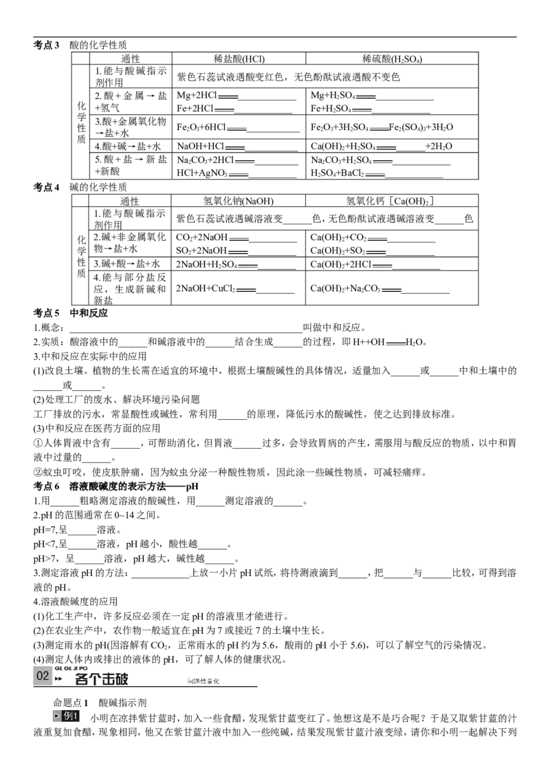 2018年中考复习化学考点解读：第7讲酸和碱_初中化学_01.人教版初中化学_07.初中化学中考总复习_2018年中考复习化学考点解读
