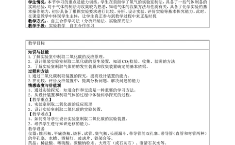 人教版九年级化学上册第六单元课题2《二氧化碳制取的研究》教学设计_初中化学_01.人教版初中化学_01.初中化学课件PPT--教案--试题_初中化学&mdash;课件&mdash;教案&mdash;试题-推荐_9年级上教案
