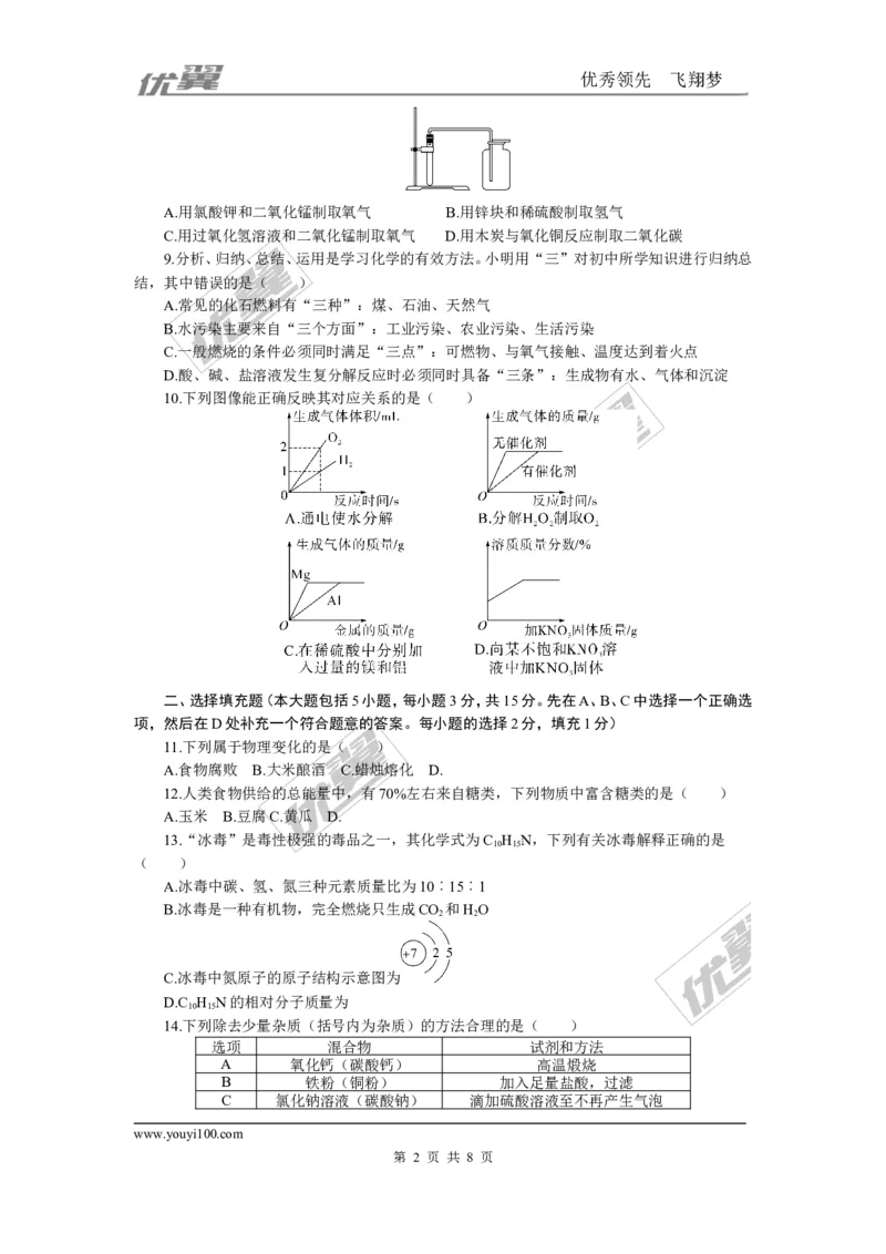 2.2018年江西中考模拟卷（二）_初中化学_01.人教版初中化学_01.初中化学课件PPT--教案--试题_初中化学全套(课件--教案--配套)_18年初中化学9年级下_18春九化下(RJ)--5.word版阶段精品试题