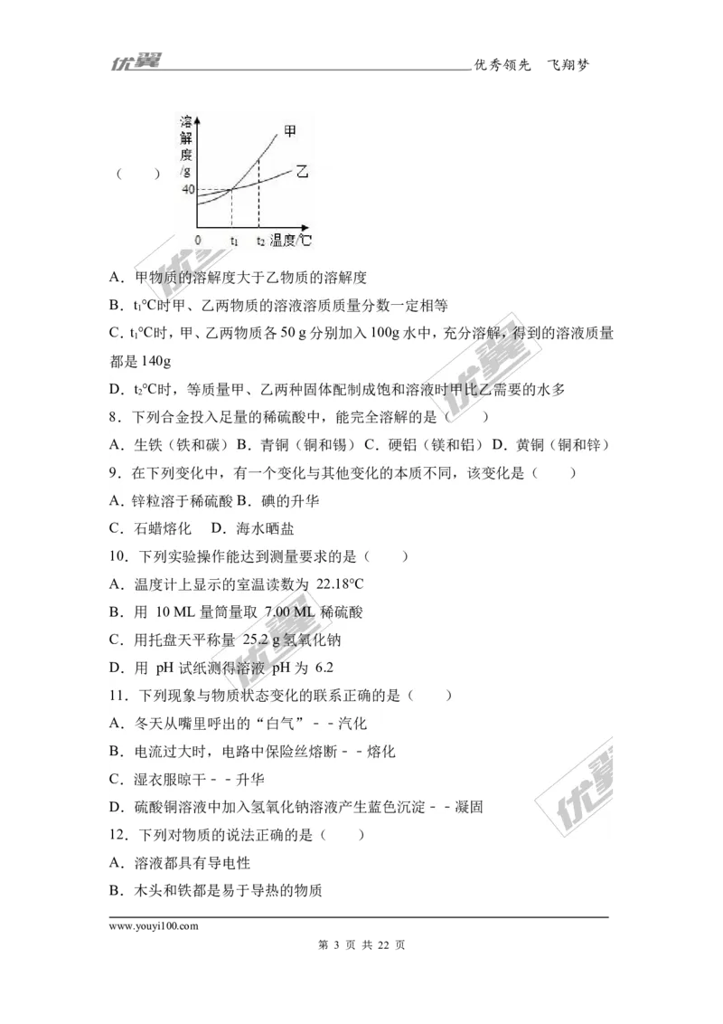 2017年河北省唐山市滦南县校级中考化学模拟试卷（解析版）_初中化学_01.人教版初中化学_01.初中化学课件PPT--教案--试题_初中化学全套(课件--教案--配套)_18年初中化学9年级下