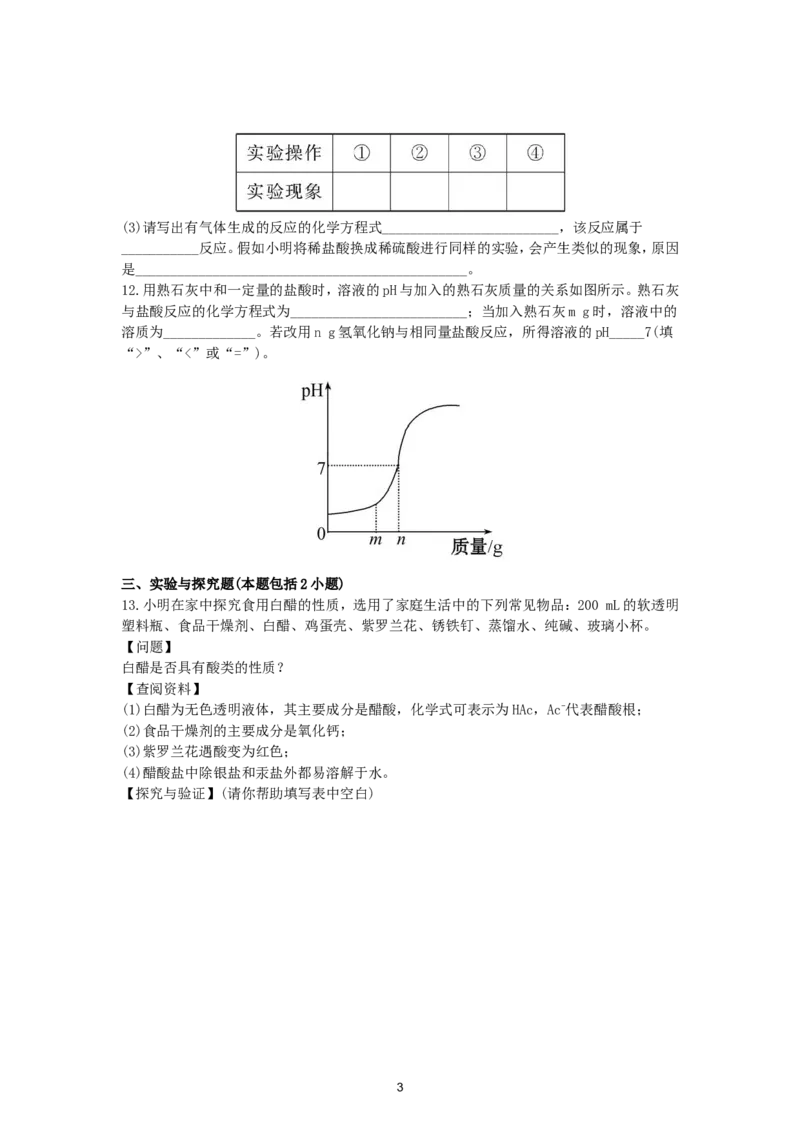 初中化学单元检测试题：10.酸和碱_初中化学_01.人教版初中化学_01.初中化学课件PPT--教案--试题_初中化学全套_化学试题_化学：人教版九年级下册各单元测试题及答案（58份）