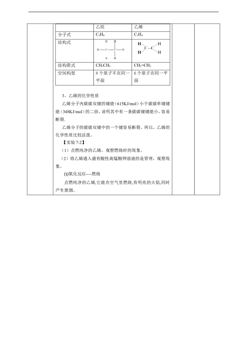 乙烯与高分子材料第一课时_高化_2025春-人教版高中化学_02新版高中化学必修二_1.课件+教案_7.2乙烯与高分子材料第一课时