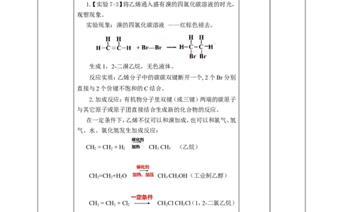 乙烯与高分子材料第一课时_高化_2025春-人教版高中化学_02新版高中化学必修二_1.课件+教案_7.2乙烯与高分子材料第一课时