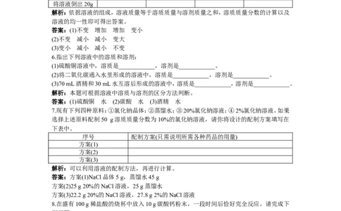 初中化学九年级下册同步练习及答案第9单元课题3溶质的质量分数_初中化学_01.人教版初中化学_01.初中化学课件PPT--教案--试题_初中化学18年试卷_人教版九年级化学下册2018