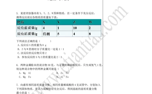 03质量守恒定律及其应用_初中化学_01.人教版初中化学_02.初中化学教学视频_4.初中化学--教学视频_14中考总复习6