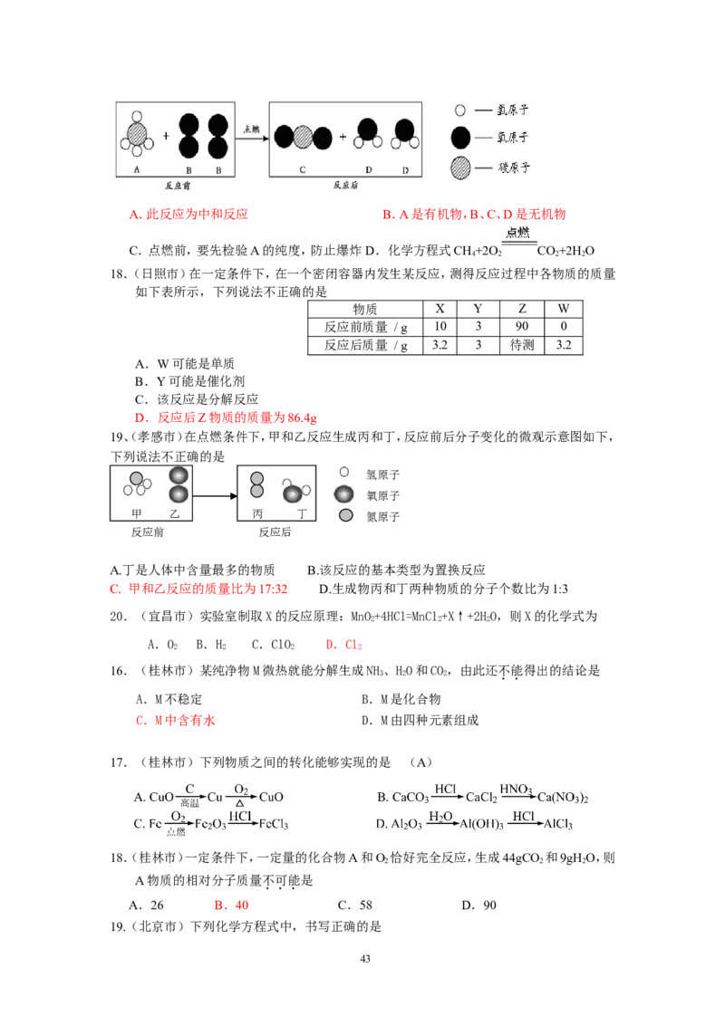 8年中考（2005-2012）全国各地中考化学真题分类汇编第5单元化学方程式_初中化学_01.人教版初中化学_01.初中化学课件PPT--教案--试题_初中化学全套_化学试题