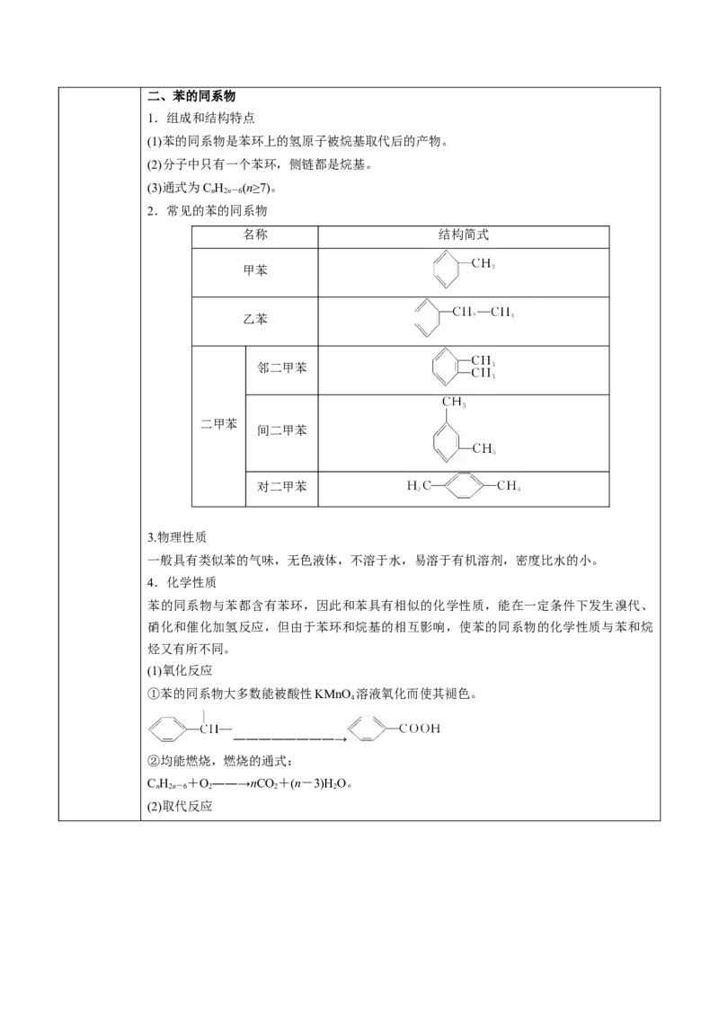 第2章第3节芳香烃讲义新教材2020-2021学年人教版(2019)高二化学选择性必修三（机构用）_高化_2025春-人教版高中化学_05新版高中化学选择性必修3_7.机构专用_讲义+习题（机构用）