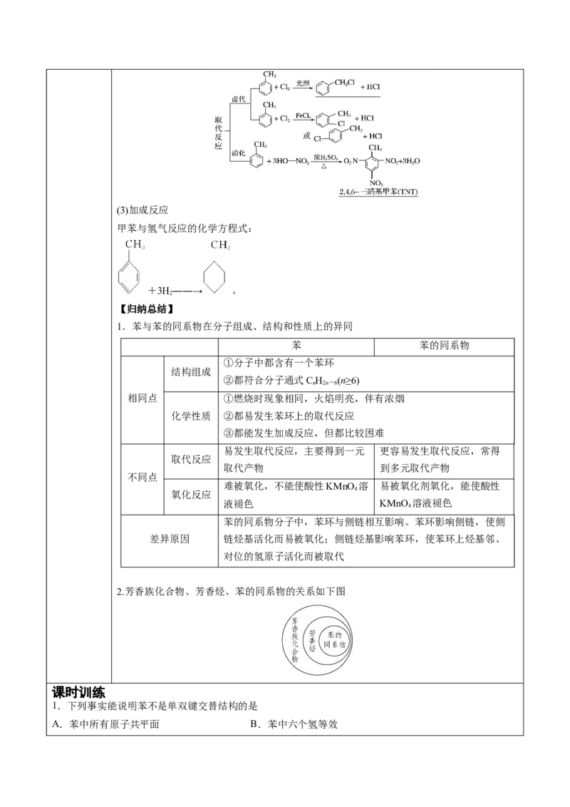 第2章第3节芳香烃讲义新教材2020-2021学年人教版(2019)高二化学选择性必修三（机构用）_高化_2025春-人教版高中化学_05新版高中化学选择性必修3_7.机构专用_讲义+习题（机构用）