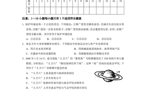 2010年黄高优录考试选拔赛试卷8_初中化学_01.人教版初中化学_01.初中化学课件PPT--教案--试题_初中化学全套_化学试题_2010年黄高优录考试选拔赛试卷