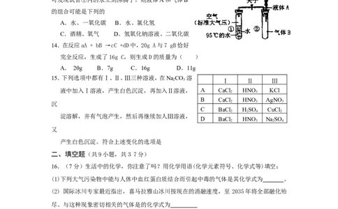 2010年黄高优录考试选拔赛试卷8_初中化学_01.人教版初中化学_01.初中化学课件PPT--教案--试题_初中化学全套_化学试题_2010年黄高优录考试选拔赛试卷