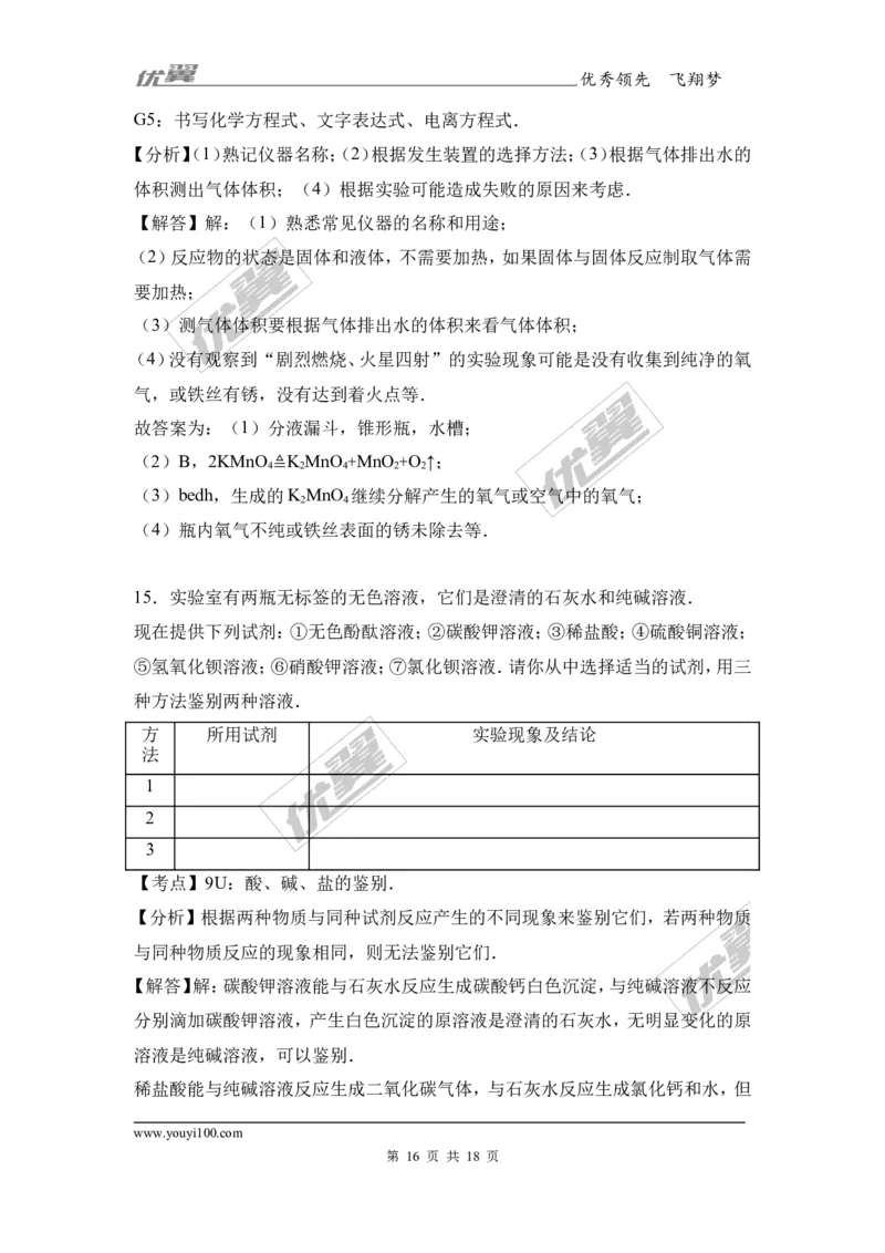 2017年贵州省黔东南州校级中考化学模拟试卷（解析版）_初中化学_01.人教版初中化学_01.初中化学课件PPT--教案--试题_初中化学全套(课件--教案--配套)_18年初中化学9年级下