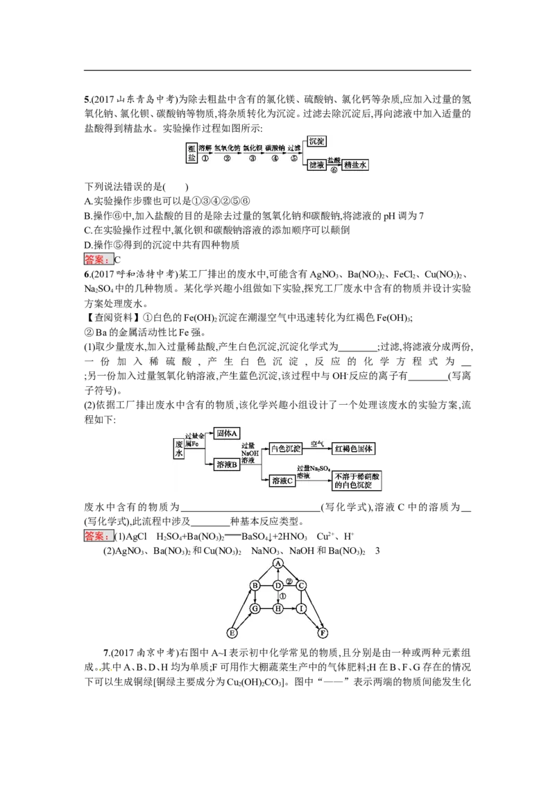 2018届中考化学（人教版）总复习单元特训：第十一单元　盐　化肥_初中化学_01.人教版初中化学_07.初中化学中考总复习_2018届中考化学（人教版）总复习单元特训